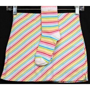 2008 Gymboree Spring Rainbow 3pc Striped Skorts Socks Candy Skirt sz 7 Spring